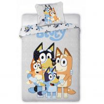 Pościel 140x200 Bingo i Bluey szara bawełniana