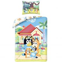Pościel 140x200 Bingo i Bluey przed domem bawełniana