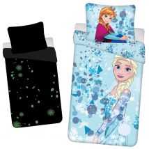 Pościel 140x200 Kraina Lodu niebieska świecąca w ciemności bawełniana