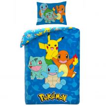 Pościel 140x200 Pokemon niebieska mikrofibra