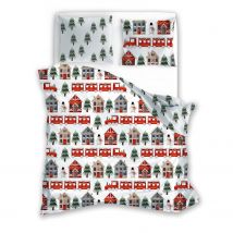 Pościel 140x200 Świąteczny pociąg bawełna świąteczna Faro