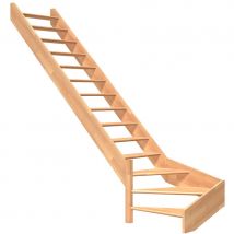 DOLLE Raumspartreppe Wangentreppe Paris Holztreppe, Ohne Geländer, 1/4 gewendelt (links),bis 318 cm,Buche,ohne Setzstufen,unbehandelt