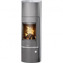 Justus Kaminofen Faro W+ 2.0 mit Speicherstein, Speckstein, Gussgrau,Speckstein