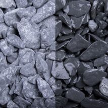 Schiefersplitt Canadian Slate Schwarz getrommelt, 20 kg (Sack), 15-30 mm