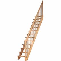 DOLLE Raumspartreppe Wangentreppe Lyon, 65 cm, Buche,Geradelaufend,Holzgeländer rechts,unbehandelt