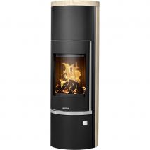 Justus Kaminofen Faro W+ 2.0 mit Speicherstein, Sandstein, Sandstein,Schwarz