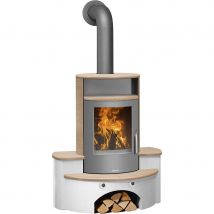 Justus Kaminofen Kaskade 2.0 mit Holzlagerfach, Corretto (beige)