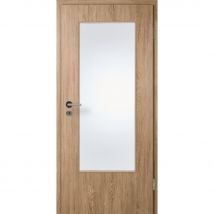 Kilsgaard Zimmertür mit Lichtausschnitt Raucheiche Lamikor Typ 43/LA Rundkante, DIN Rechts, 985x2110 mm