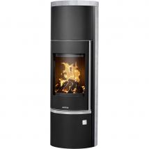 Justus Kaminofen Faro W+ 2.0 mit Speicherstein, Speckstein, Schwarz,Speckstein
