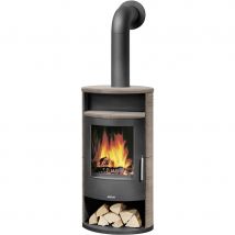 Justus Kaminofen Island 7 mit ergonomischem Griff, Keramik Grappa (braun)