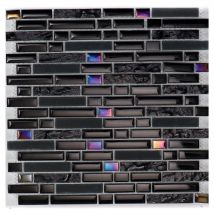 Glasmosaik Black Rainbow Brick 30,6x31,6 cm Mosaikfliesen 8 mm günstig
