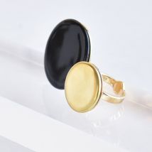 Bernardaud - Bague Disque Noir - Bijoux en Porcelaine de Limoges