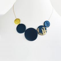 Bernardaud - Ras du cou Disque Bleu de prusse - Bijoux en Porcelaine de Limoges
