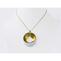 Bernardaud - Pendentif Alba blanc et or - Bijoux en Porcelaine de Limoges