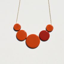 Bernardaud - Ras du cou Disque Rouge et Orange - Bijoux en Porcelaine de Limoges
