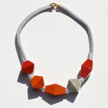 Bernardaud - Ras du cou Perles Rouge et Orange - Bijoux en Porcelaine de Limoges