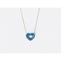 Bernardaud - Pendentif Charms Cœur bleu de Prusse - Bijoux en Porcelaine de Limoges