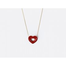 Bernardaud - Pendentif Charms Cœur rouge corail - Bijoux en Porcelaine de Limoges