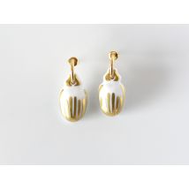Bernardaud - Boucles d'oreilles Scarabée Blanc et Or - Bijoux en Porcelaine de Limoges