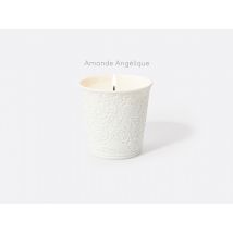 Bernardaud - Louisa - Pot à bougie 200g rechargeable en biscuit gravé "Amande Angélique" - Blanc