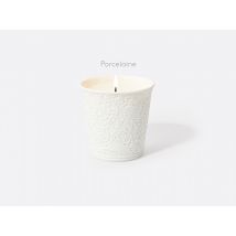 Bernardaud - Louisa - Pot à bougie 200g rechargeable en biscuit gravé "Porcelaine" - Blanc