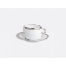 Bernardaud - Athéna Platine - Coffret de tasse et soucoupe à thé 15 cl - Argent - Services de Table en porcelaine