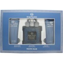 Sergio Tacchini Pacific Blue Gift Set 100ml EDT + 100ml Shower Gel + 100ml Aftershave Balm