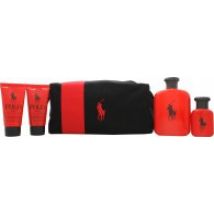 Ralph Lauren Polo Red Gift Set 125ml EDT + 40ml EDT + 50ml Aftershave Balm + 50ml Hair & Body Wash + Wash Bag