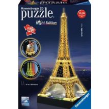 Ravensburger 12579 - Eiffelturm bei Nacht - 3D-Puzzle-Bauwerk, Night Edition, 216 Teile