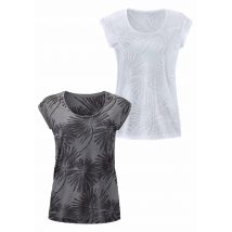 Beachtime Kurzarmshirt »mit leicht transparenten Palmen«, (2er-Pack), aus weicher Ausbrenner-Qualität