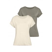 Vivance Kurzarmshirt »mit Gummizug im Bund«, (2er-Pack), aus weichem Viskose-Stretch