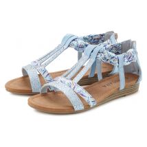 LASCANA Sandale »Sommerschuh, Sandalette,«, mit Verzierung und kleinem Keilabsatz im Festival-Look VEGAN