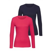 Vivance Langarmshirt »aus modischer Rippware«, (2er-Pack), aus weichem Baumwoll-Stretch