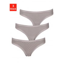 LASCANA String, (3er-Pack), aus elastischer Baumwolle mit weicher Spitze
