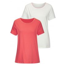 Vivance T-Shirt »mit modischer Kontraststickerei«, (Packung, 2er-Pack), aus weicher Baumwoll-Qualität