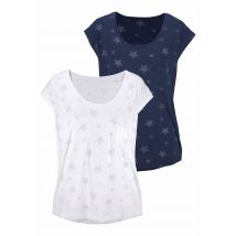 Beachtime Kurzarmshirt »mit leicht transparenten Sternen«, (2er-Pack), aus weicher Ausbrenner-Qualität
