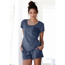 Arizona Shorty, (2 tlg.), meliert mit Rundhalsausschnitt Brusttasche