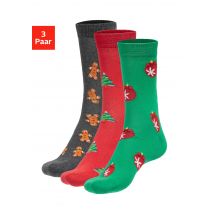 John Devin Socken, (Packung, 3 Paar), mit unterschiedlichen Weihnachtsmotiven