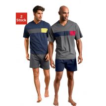 le jogger® Pyjama, (Packung, 4 tlg., 2 Stück), mit Colourblock-Einsätzen