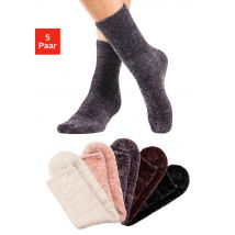 Lavana Kuschelsocken, (Packung, 5 Paar), Bettsocken aus weichem, leicht glänzendem Chenillegarn