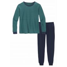 le jogger® Pyjama, (2 tlg., 1 Stück), Schlafanzug mit zweifarbig gestreiftem Oberteil