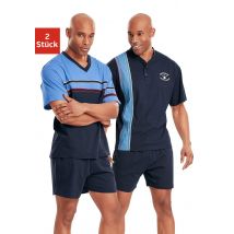 le jogger® Pyjama, (Packung, 4 tlg., 2 Stück), kurzer Schlafanzug mit V-Auschnitt