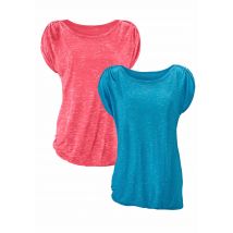 LASCANA Kurzarmshirt »mit Schulterraffung«, (2er-Pack), aus weicher Viskose-Qualität