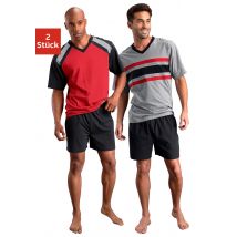 le jogger® Pyjama, (Packung, 4 tlg., 2 Stück), Schlafanzug mit kontrastfarbigen Einsätzen