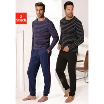 AUTHENTIC LE JOGGER Pyjama, (Packung, 4 tlg., 2 Stück), Schlafanzug in langer Form mit garngefärbten Streifen
