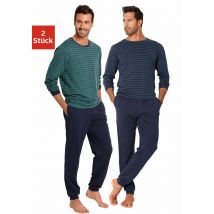 le jogger® Pyjama, (Packung, 4 tlg., 2 Stück), Schlafanazug lang im Streifendesign