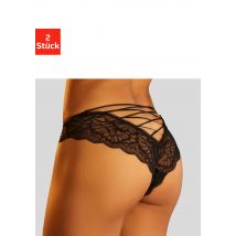 petite fleur goldfarben Tanga-Ouvert, (2 St.), Packung: Tanga aus Spitze und Ouvert aus Bändern