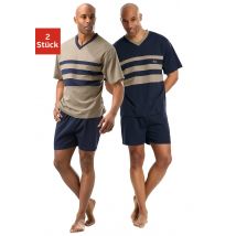 le jogger® Pyjama, (Packung, 4 tlg., 2 Stück), mit kontrastfarbigen Einsätzen vorn