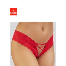 petite fleur goldfarben Panty-Ouvert, (Packung, 2 Stück), im günstigen Doppelpack, mit edlen Schnürungen, Reizwäsche