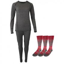 Accezzi merino Skiunterwäsche + 3 Paar Merino-Socken, Rot, Damen